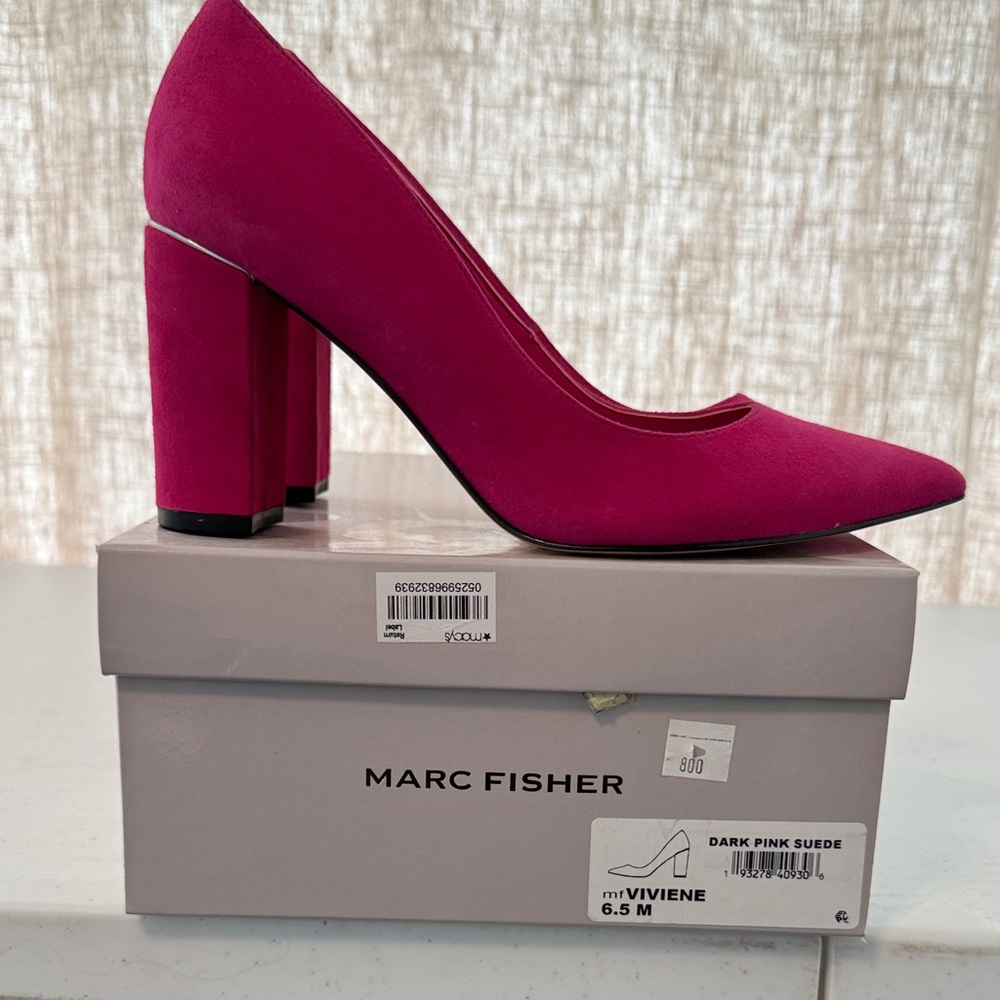 Marc Fisher Fuchsia Suede Block Heels